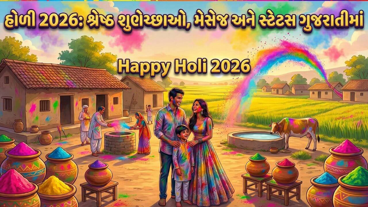 Holi 2026 Wishes Messages images and status in Gujarati